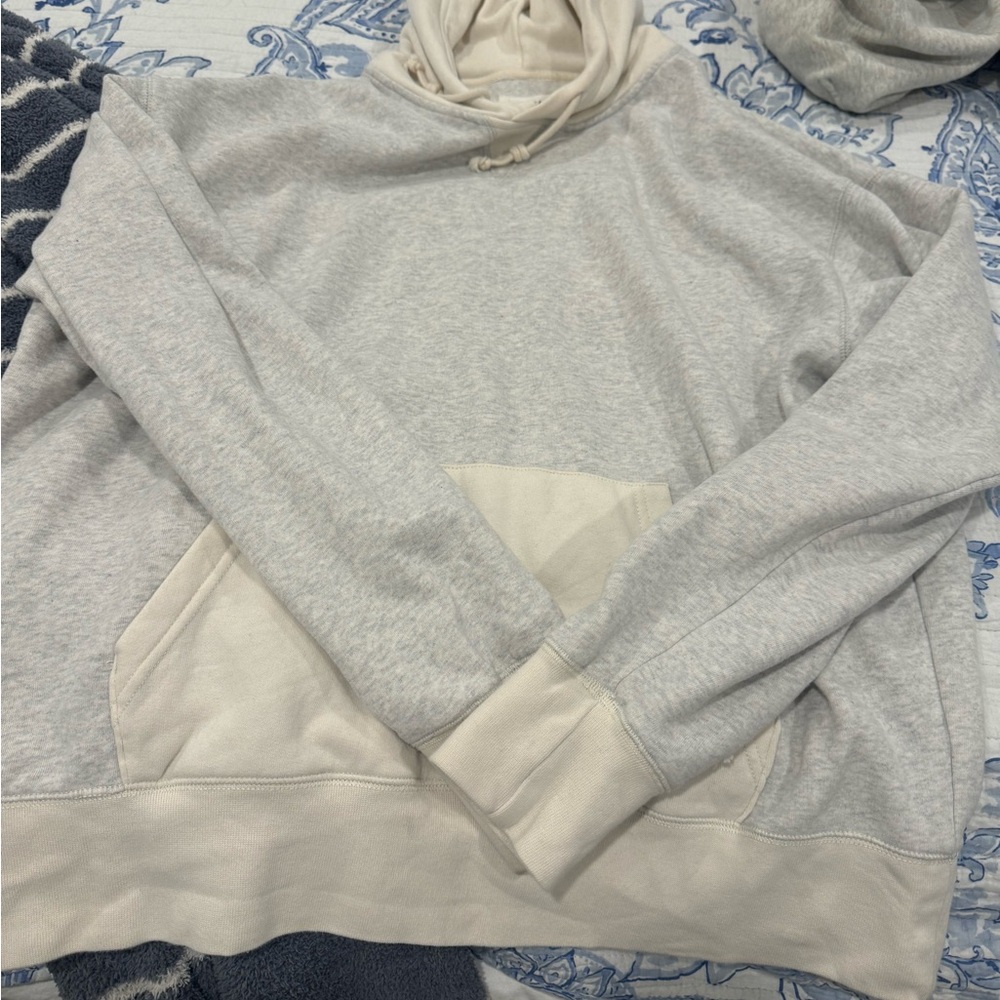 American Eagle Outfitters Gray and Cream Cowl Neck Sweater
